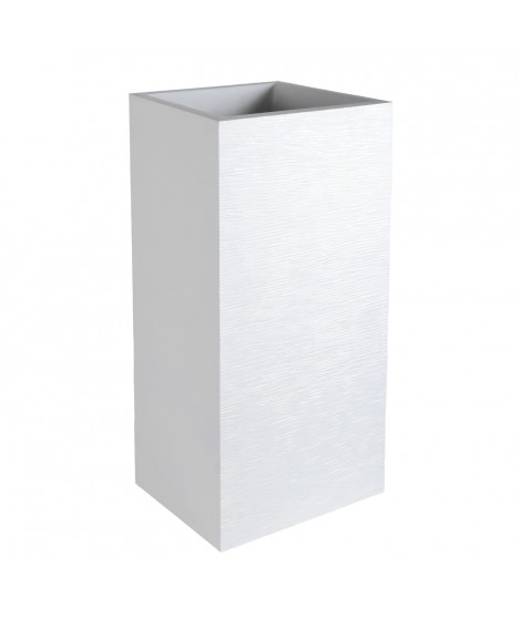 EDA Pot de fleurs haut carré Graphit - 39,5 x 39,5 x H 80 cm - 31 L - Blanc cérusé