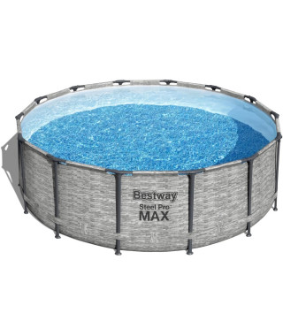 Kit Piscine hors sol tubulaire BESTWAY Steel Pro Max - 427 x 122 cm - Ronde (Livrée avec pompe de filtration, échelle + bâche)