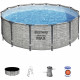 Kit Piscine hors sol tubulaire BESTWAY Steel Pro Max - 427 x 122 cm - Ronde (Livrée avec pompe de filtration, échelle + bâche)