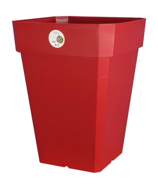 RIVIERA Pot de fleurs carré Soleilla en plastique - 49 x 49 x H 50 cm - 65 L - Rouge