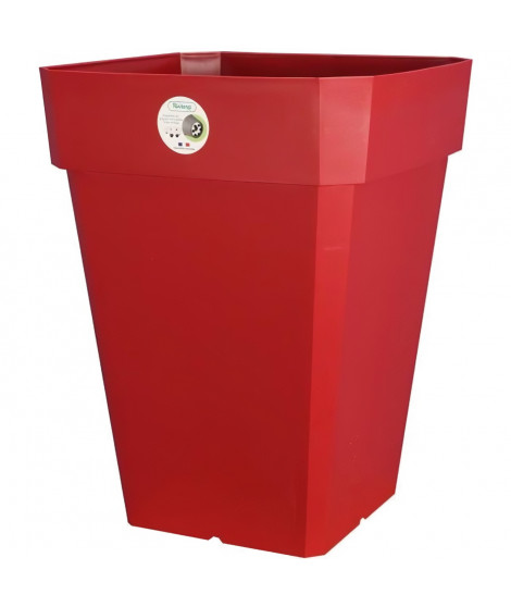 RIVIERA Pot de fleurs carré Soleilla en plastique - 49 x 49 x H 50 cm - 65 L - Rouge