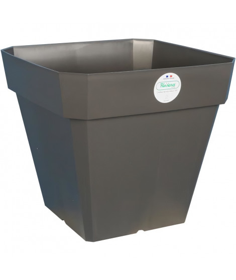 RIVIERA Pot de fleurs carré Soleilla en plastique - 49 x 49 x H 45 cm - 65 L - Gris pailleté