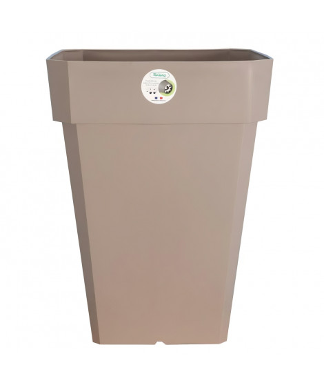 RIVIERA Pot de fleurs carré Soleilla en plastique - 39 x 39 x H 45 cm - 65 L - Taupe