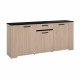 Buffet HELMA - Décor chene Brooklyn et noir - 3 Portes + 1 Tiroir - Style contemporain - L 182 x P 40 x H 80 cm - PARISOT