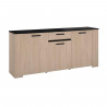 Buffet HELMA - Décor chene Brooklyn et noir - 3 Portes + 1 Tiroir - Style contemporain - L 182 x P 40 x H 80 cm - PARISOT