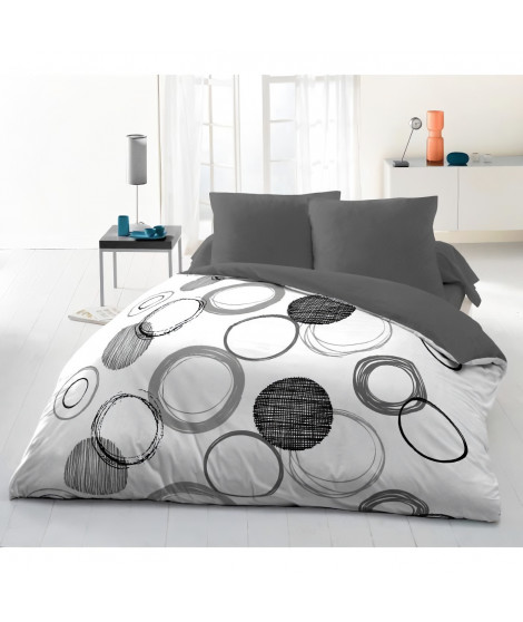 Parure de couette microfibre Audace - 1 housse de couette 220 x 240 cm + 2 taies d'oreiller 63 x 63 cm - Gris clair