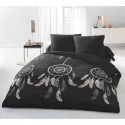 Parure de couette microfibre ATTRAPE REVES - 1 housse de couette 220 x 240 cm + 2 taies d'oreiller 63 x 63 cm - Gris anthracite