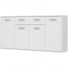 PILVI Buffet bas 4 portes 4 tiroirs - Blanc mat - L 162,3 x P 34,2 x H 88,1 cm