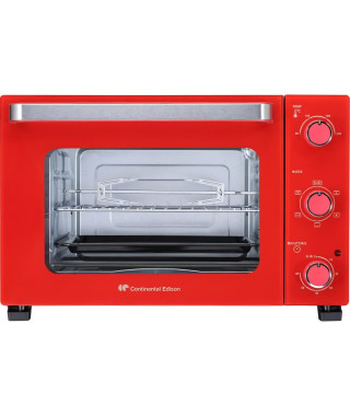 CONTINENTAL EDISON CEMF35R - Minifour électrique 35L rouge  - 1500W - Rotissoire, Convection naturelle