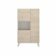 Buffet haut 3 portes - Décor Chene et blanc - L 81 x P 43 x H 135 cm - NESS