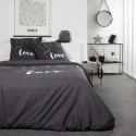 TODAY Parure de lit Coton Love - 2 personnes - 240 x 260 cm - Imprimé Gris