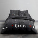 TODAY Parure de lit Coton Love - 2 personnes - 240 x 260 cm - Imprimé Gris