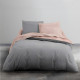 TODAY Parure de lit Coton 2 personnes - 220x240 cm - Bicolore Gris et Rose Louise