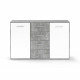 PILVI Buffet bas 2 portes 4 tiroirs - Blanc et béton gris clair - L 122,6 x P 34,2 H 88,1 cm