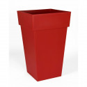 EDA Pot de fleur haut carré Toscane - 39 x 39 x H 65 cm - 62 L - Rouge rubis