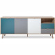 CUBA Buffet bas décor chene sonoma et blanc - Style scandinave - L 180 cm