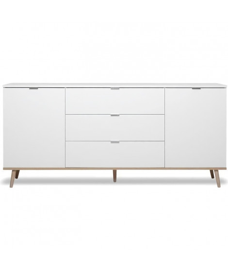 GÖTEBORG Buffet bas - Style scandinave - Décor chene et blanc - L 180 cm