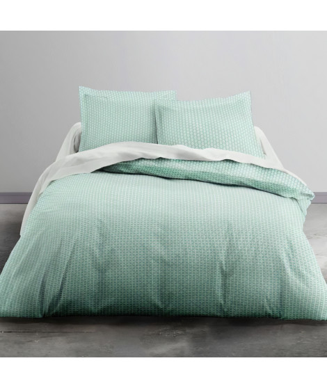 TODAY Parure de lit Scandi - 1 housse de couette 220 x 240 cm + 2 Taies d'Oreiller 63 x 63 cm - 100% Coton 57 Fils - Vert TODAY