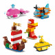 LEGO 11018 Classic Jeux Créatifs Dans L'Océan, Boite de Briques, 6 Modeles Miniatures de Bateau, Sous-Marin, Baleine