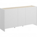 Buffet contemporain 3 portes- Décor chene et blanc  - L 138 x P 42 x H 76 cm - KLoe