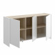 Buffet contemporain 3 portes- Décor chene et blanc  - L 138 x P 42 x H 76 cm - KLoe