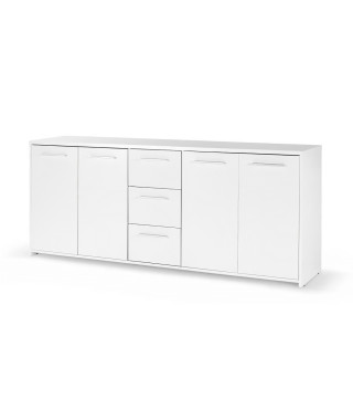 Buffet bas 4 portes 3 tiroirs - Blanc mat - L 179 x P 42 x H 74,5 cm