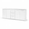 Buffet bas 4 portes 3 tiroirs - Blanc mat - L 179 x P 42 x H 74,5 cm