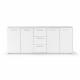 Buffet bas 4 portes 3 tiroirs - Blanc mat - L 179 x P 42 x H 74,5 cm