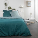 TODAY Parure de lit Coton 2 personnes - 200x200 cm - Bicolore Bleu Andréa