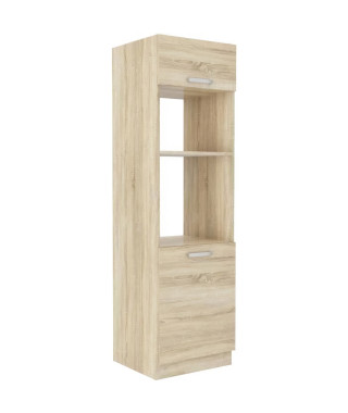 Meuble colonne four 2 portes battantes - Décor chene sonoma - L 60 x P 57 x H 210 cm - LASSEN