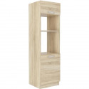 Meuble colonne four 2 portes battantes - Décor chene sonoma - L 60 x P 57 x H 210 cm - LASSEN