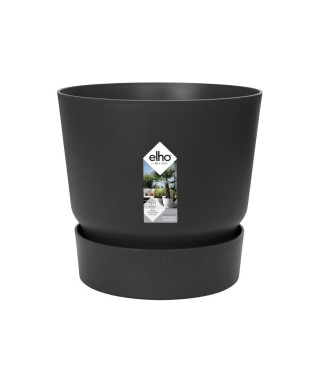 ELHO Pot de fleurs rond Greenville 30 - Extérieur - Ø 29,5 x H 27,8 cm - Vivre noir