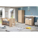 Chambre bébé trio NIKO - Lit 70x140 cm + Commode a langer 2 portes + Armoire 2 portes - Décor chene naturel - TRENDTEAM