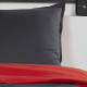 TODAY Parure de lit Coton 1 personne - 140x200 cm - Bicolore Gris et Rouge Alix