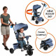 MONDO Tricycle évolutif convertible et pliable avec siege rotatif - On & Go Moovi Explore - Bleu - 12 mois et plus