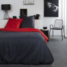 TODAY Parure de lit Coton 2 personnes - 200x200 cm - Bicolore Gris et Rouge Alix