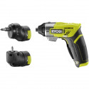 RYOBI Tournevis - 4 V - Livré en coffret avec 10 embouts de vissage, un renvoi d'angle et un mandrin supplémentaire