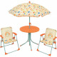 FUN HOUSE Fruity's Salon de jardin - 1 table H.46 x ø46 cm, 2 chaises H.53xl.38,5xP.37,5 cm et 1 parasol H.125 x ø100 cm