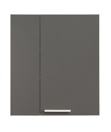 EKIPA Armoire 2 portes - Gris ombre et blanc - L 60 x P 15 x 70 cm - VERSA