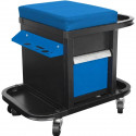 DEF'PRO Tabouret / servante d'atelier mobile avec rangements pour outils 50x45x36 cm bleu et noir