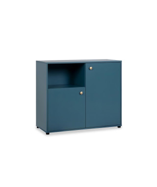 Commode 2 portes avec niche - Bleu Pétrole - 90 x 40 x 75 cm - Pop Color