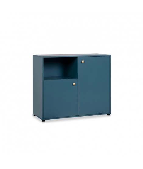 Commode 2 portes avec niche - Bleu Pétrole - 90 x 40 x 75 cm - Pop Color