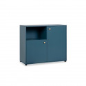 Commode 2 portes avec niche - Bleu Pétrole - 90 x 40 x 75 cm - Pop Color