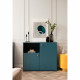 Commode 2 portes avec niche - Bleu Pétrole - 90 x 40 x 75 cm - Pop Color