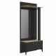 STORE Meuble d'entrée 2 portes -  Décor chene sonoma et noir - L 81 x H 190 x P 37 cm