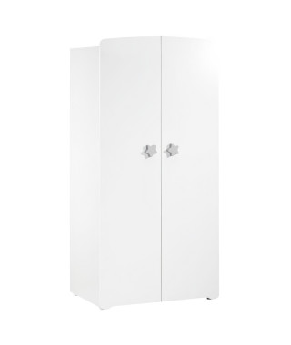 BABY PRICE Armoire chambre bébé 2 portes - Boutons étoile gris - New Basic