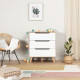 FINLANDEK Commode de chambre VANKKA scandinave décor chene et blanc mat + pieds en bois massif - L 80 cm