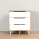 FINLANDEK Commode de chambre VANKKA scandinave décor chene et blanc mat + pieds en bois massif - L 80 cm