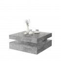 Table basse carrée pivotante - Panneau de particules - Décor béton gris clair - Classique - L 78 x P 78 x H 35,4 cm - COFFEE