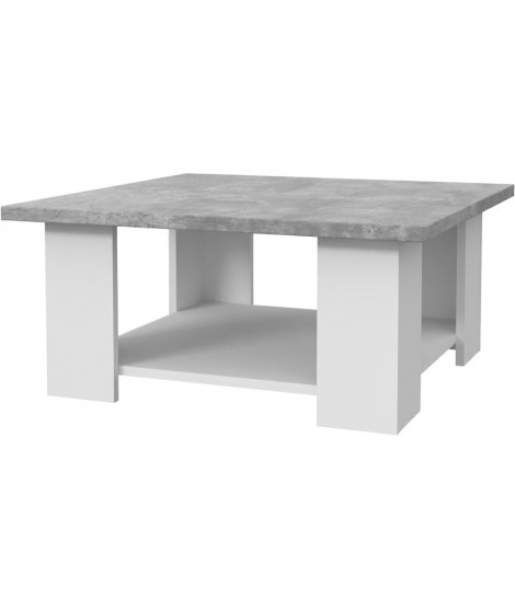 PILVI Table basse - Blanc et béton gris clair - L 67 x P 67 x H 31 cm